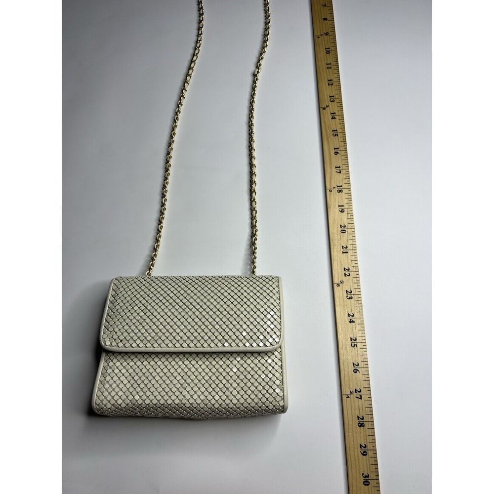 Vintage Whiting & Davis Metal Mesh Ivory Purse‎ Clutch Crossbody Evening Formal - Picture 10 of 13